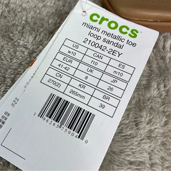 Crocs Miami Metallic Toe Loop Sandals Womens Size 10 Beige Strappy NEW - Picture 10 of 10